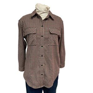 Abercrombie & Fitch Womens Oversized Flannel Shirt S Burgundy/Black/White Plaid